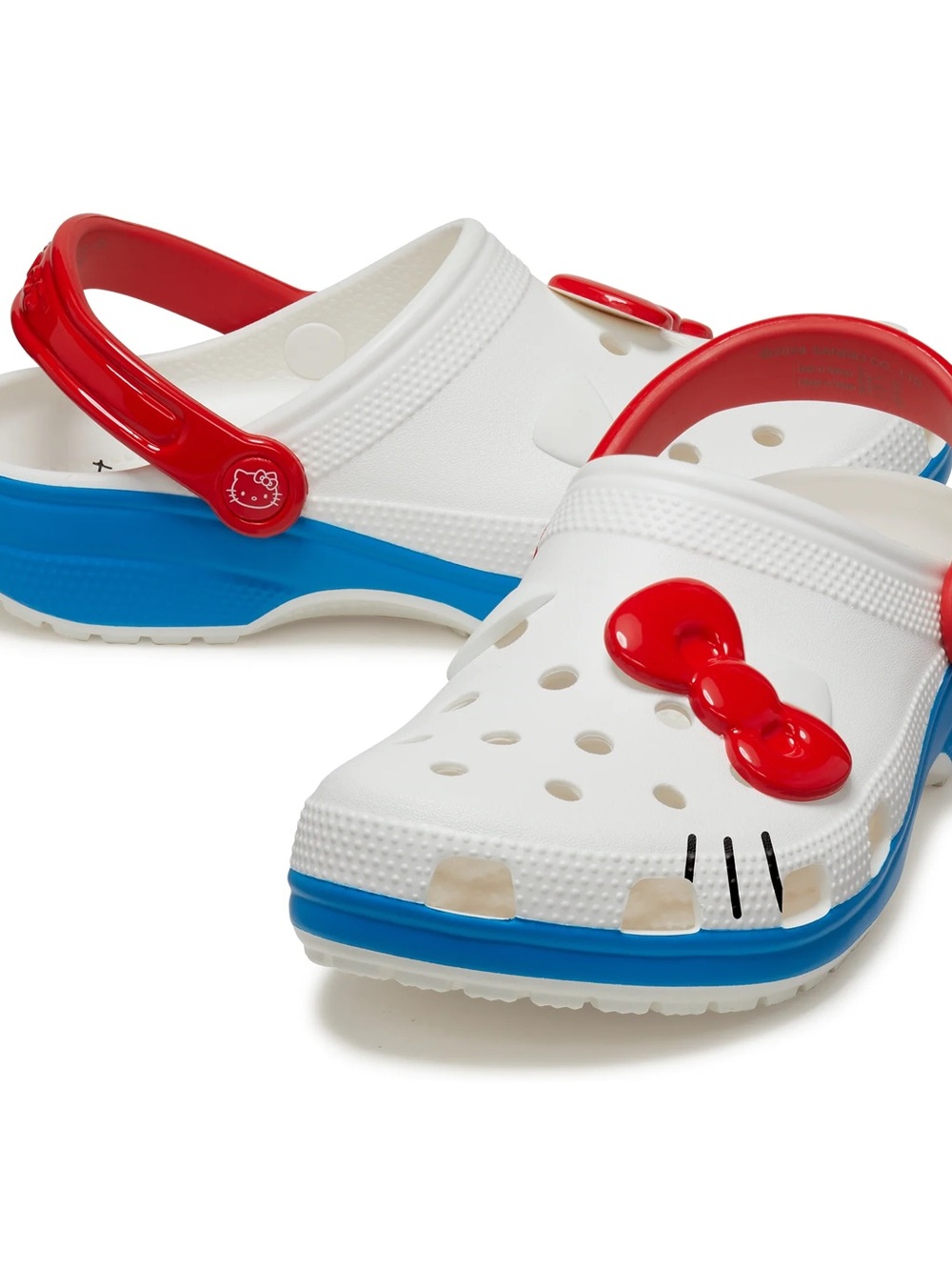 NWT Crocs x Hello Kitty White, Red & Blue Kids Clog Sandals Toddler 9c